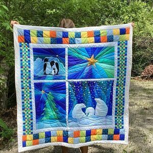 NWT. Hand Crafted Make the Season Bright Lap Quilt